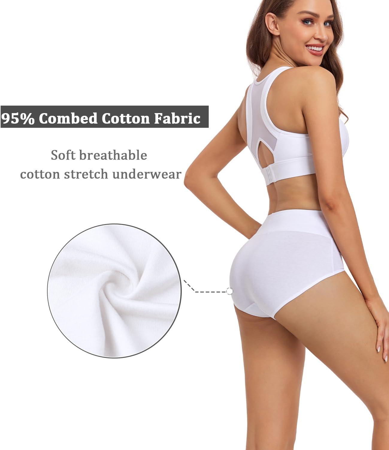 image:imagewirarpa Culotte Femme Coton Taille Haute Slips Lot de 5Blanc