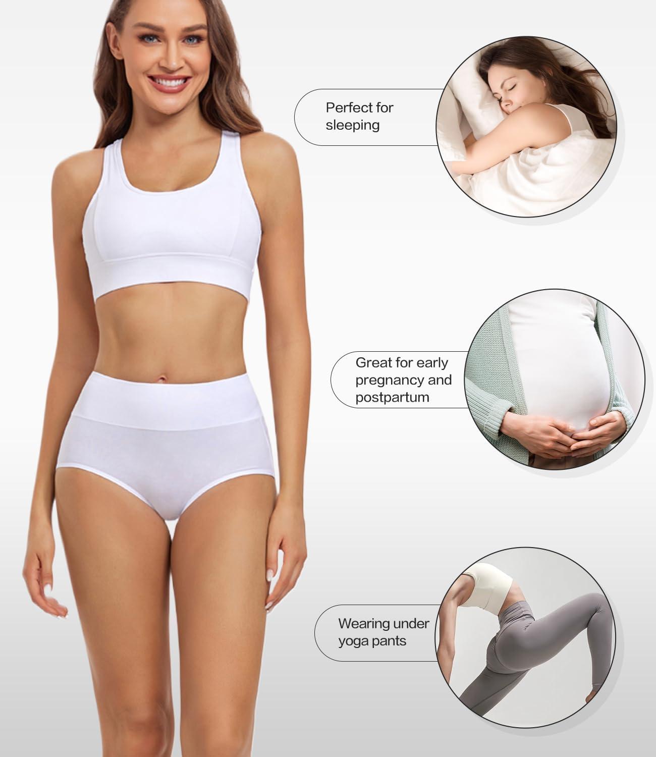 image:imagewirarpa Culotte Femme Coton Taille Haute Slips Lot de 5Blanc