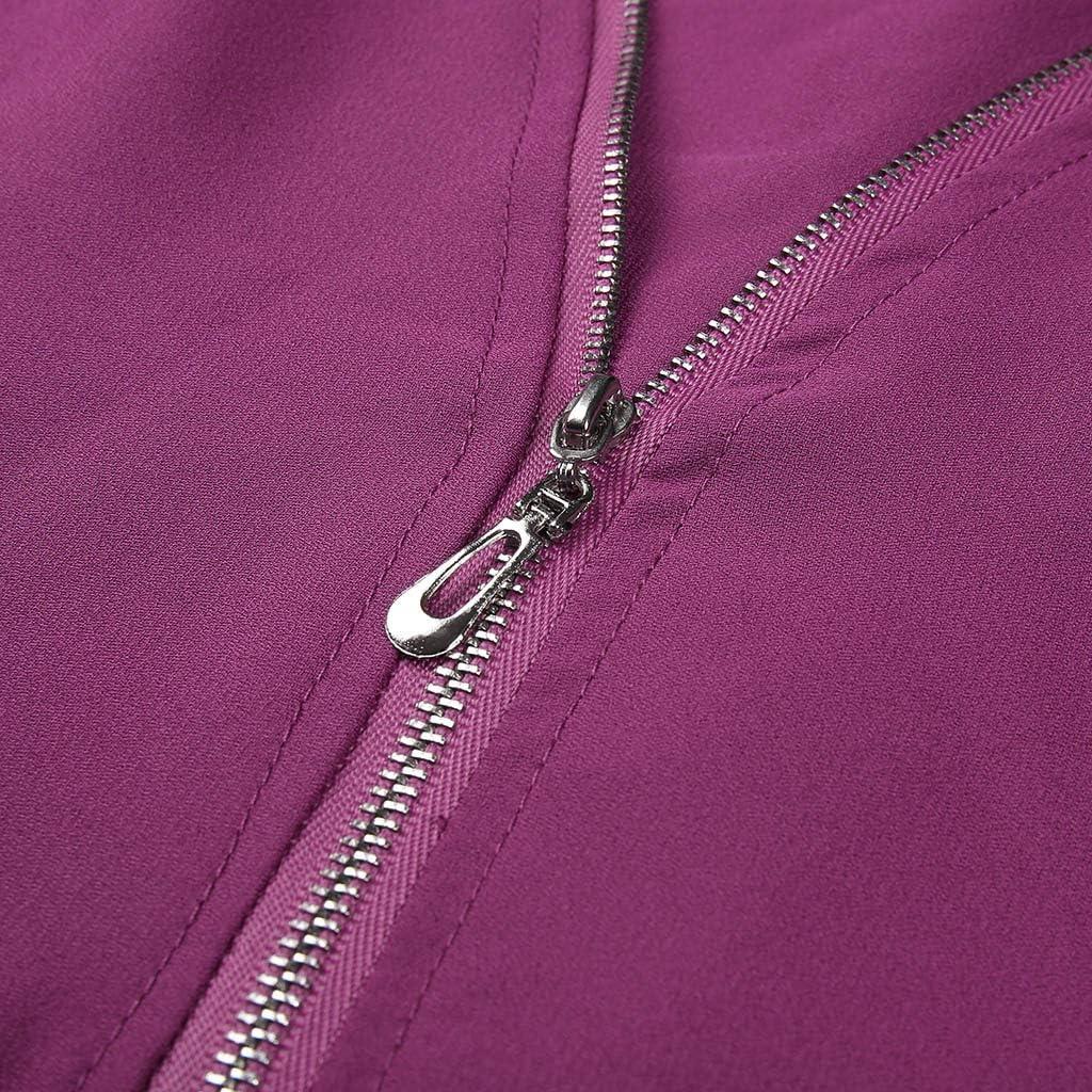 image:imageBouton Femmes Dames VTements Chemise Ample en Mouseline De Soie Fermeture Clair Manches Longues Grande Taille Hauts Chemisiers en Mouseline Manches Courtes pour Femmes Robe Femme 46Violet