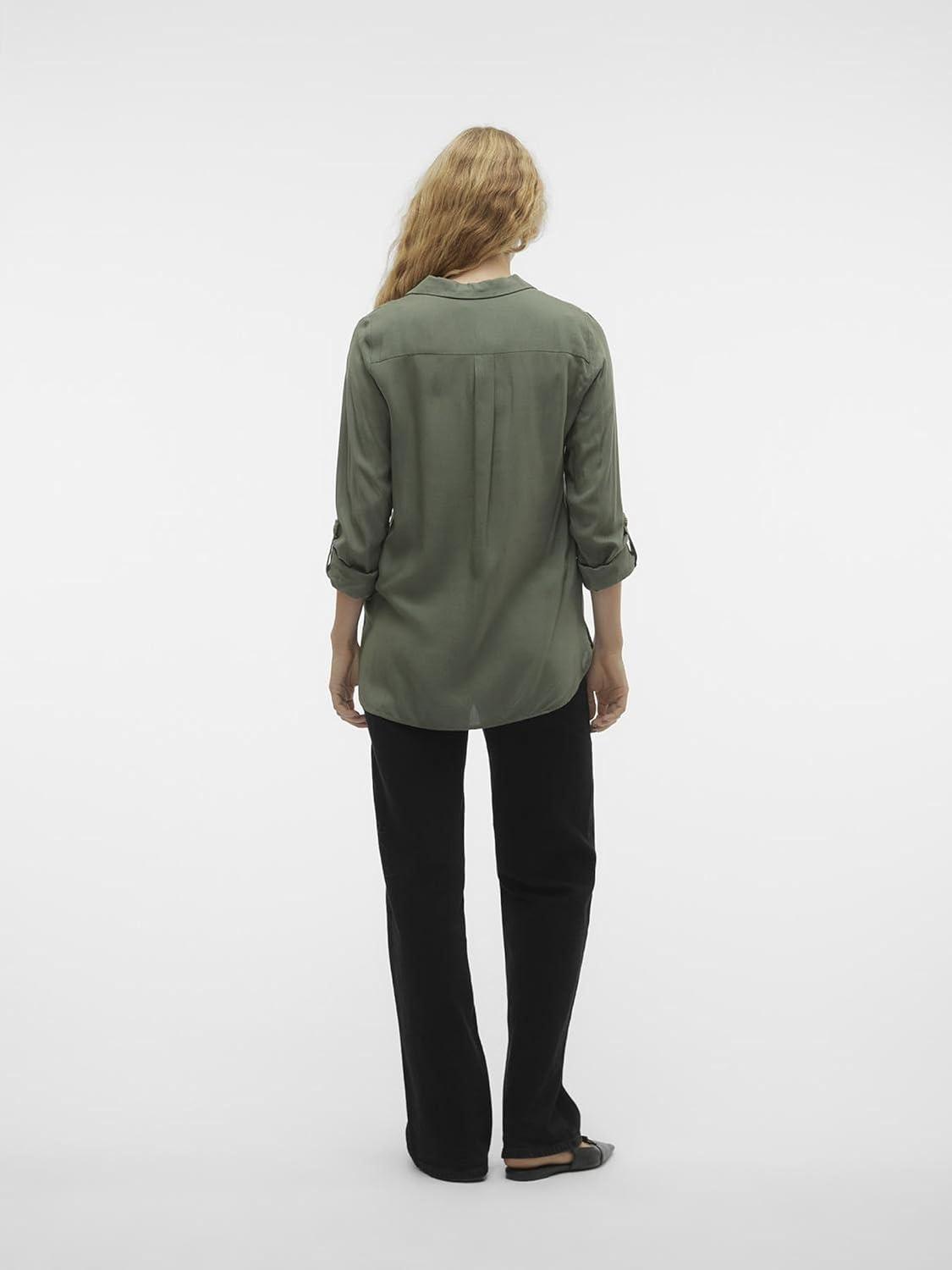 image:imageVERO MODA Blouse dcontracte Poches Poitrine pour Femmes en Stretch rgulier 34 Manches Haut suprieurLaurel Wreath