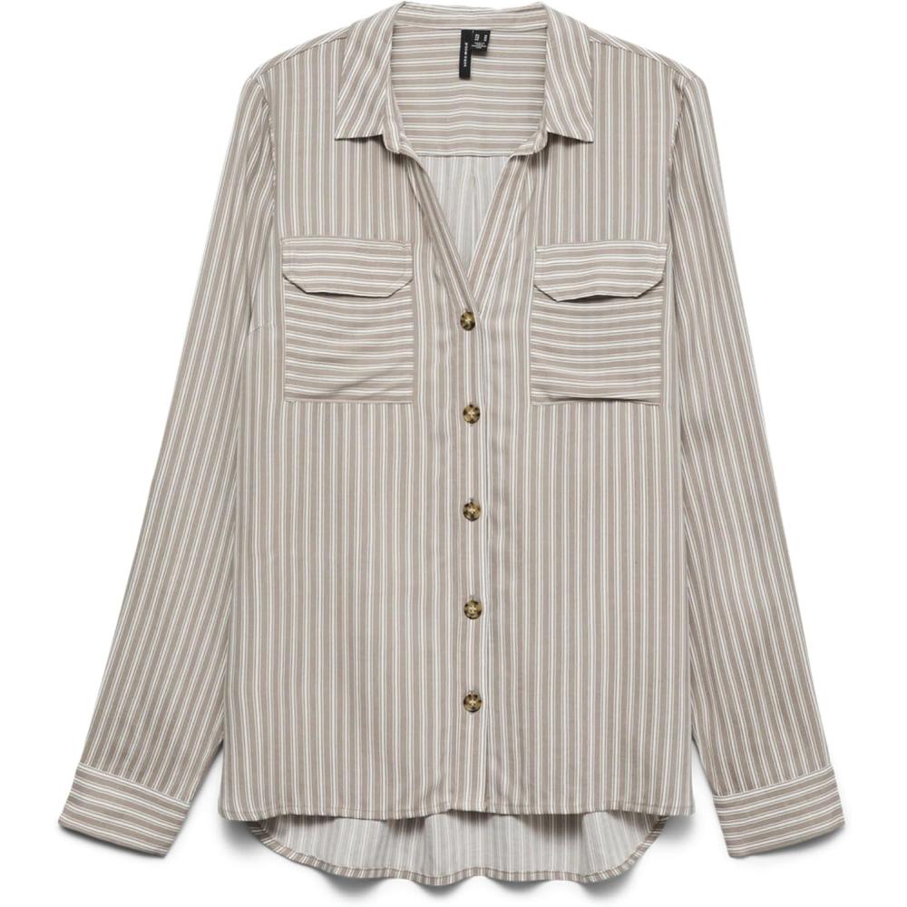 image:imageVERO MODA Blouse dcontracte Poches Poitrine pour Femmes en Stretch rgulier 34 Manches Haut suprieurJupe Moon