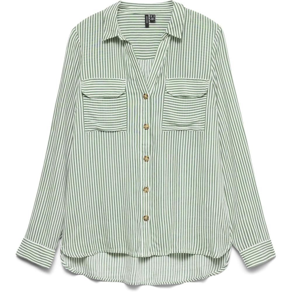 image:imageVERO MODA Blouse dcontracte Poches Poitrine pour Femmes en Stretch rgulier 34 Manches Haut suprieurMistletoe